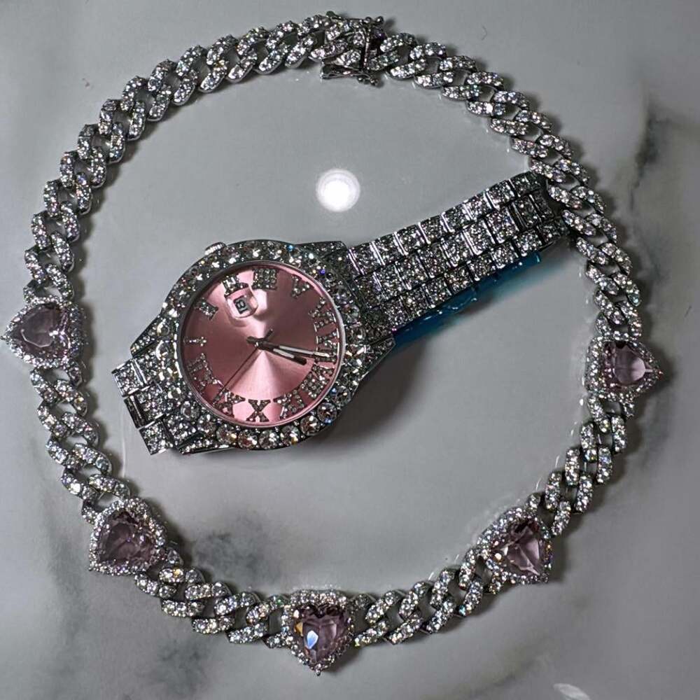 Pink And Silver Necklace 16 Inch Fd 7 D